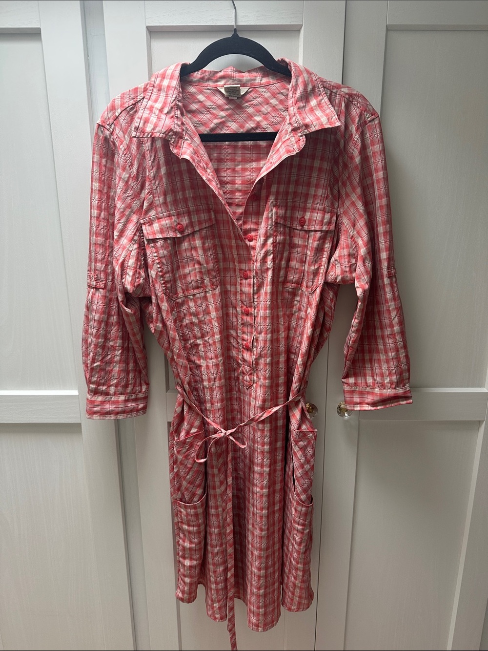Duluth plaid  Button-Front Shirt Dress with belt. XXL NWOT